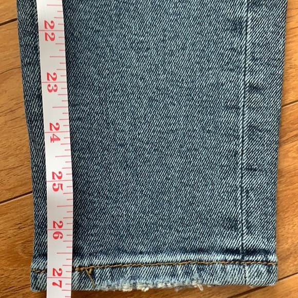 3/$25 ‼️ Zara Z1975 Denim High Waist Jeans Red & White Racing Stripe, Distressed - Picture 8 of 11